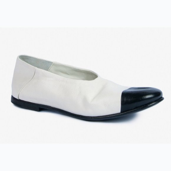 Ernesto Dolani Shoes - Ernesto Dolani White leather Slip on shoe with black toe